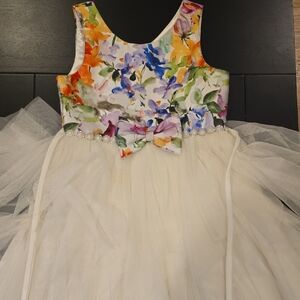 Floral Multicolor Kids Dress with Tulle Skirt
